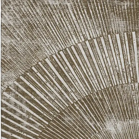 Chocolate And Ivory Geometric Washable Area Rug With UV Protection Photo 4