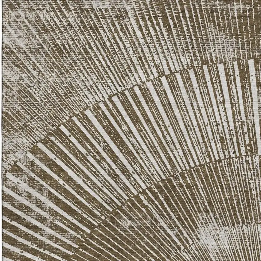 Chocolate And Ivory Geometric Washable Area Rug With UV Protection Photo 4