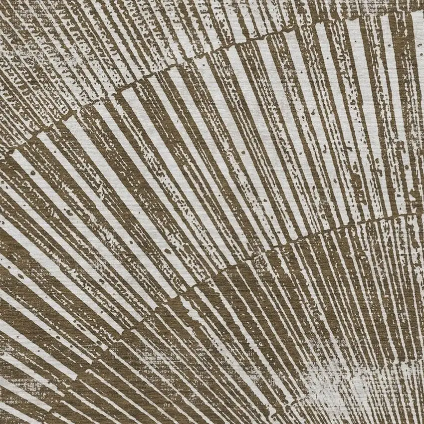 Chocolate And Ivory Geometric Washable Area Rug With UV Protection Photo 3