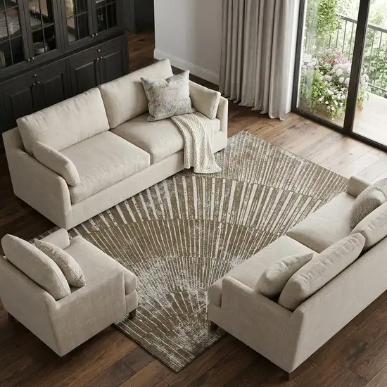 Chocolate And Ivory Geometric Washable Area Rug With UV Protection Photo 1