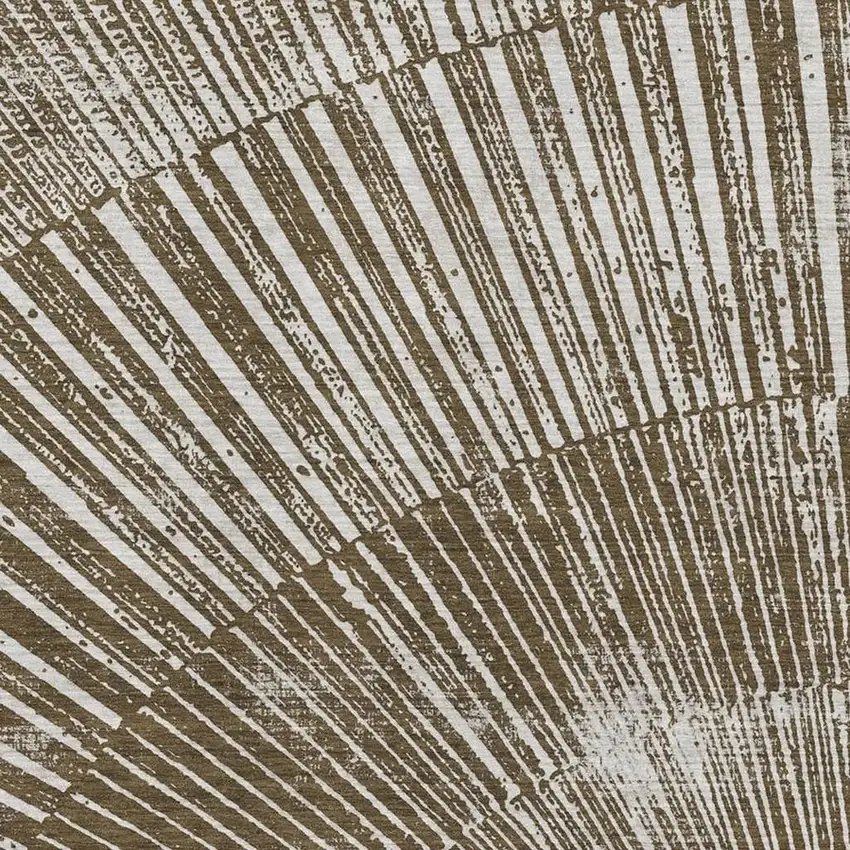 Chocolate And Ivory Geometric Washable Area Rug With UV Protection Photo 3