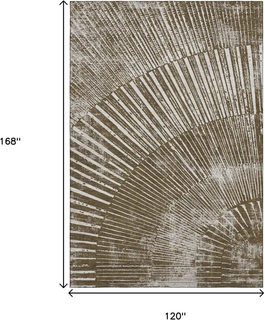 Chocolate And Ivory Geometric Washable Area Rug With UV Protection Photo 3