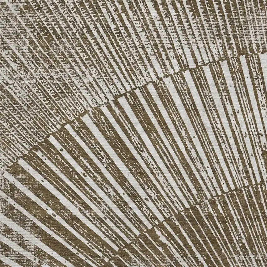 Chocolate And Ivory Geometric Washable Area Rug With UV Protection Photo 3