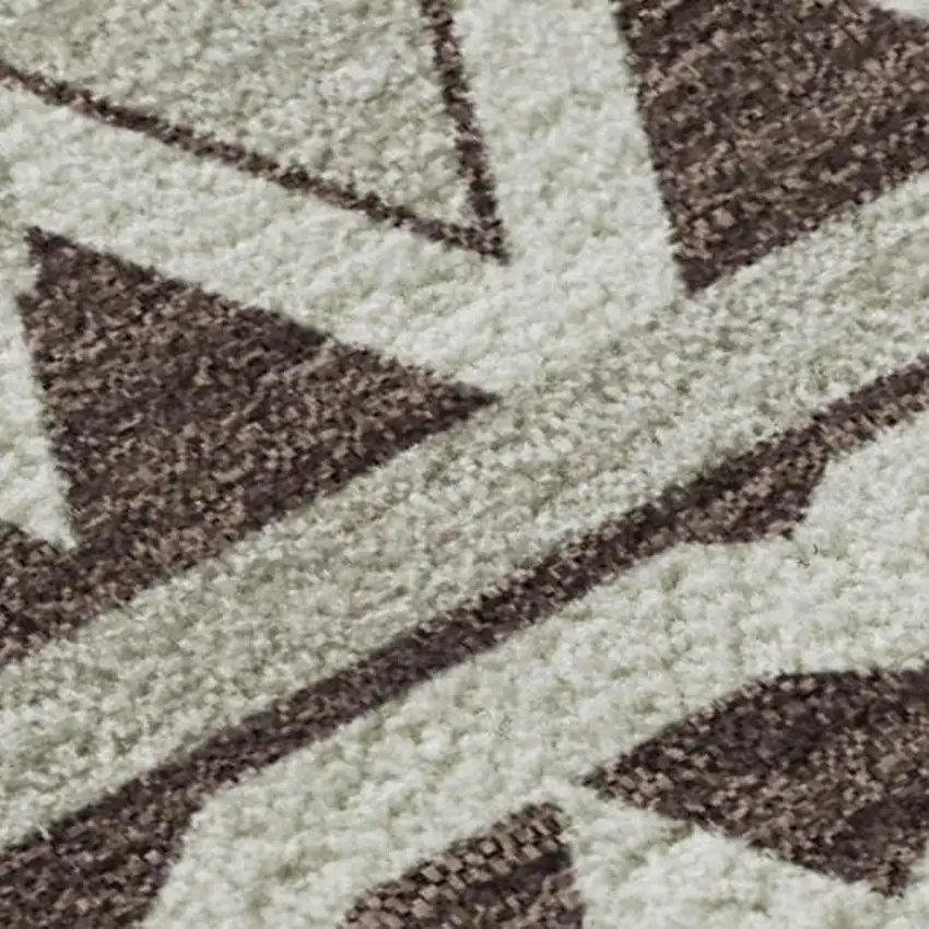 Chocolate And Ivory Geometric Washable Area Rug With UV Protection Photo 5