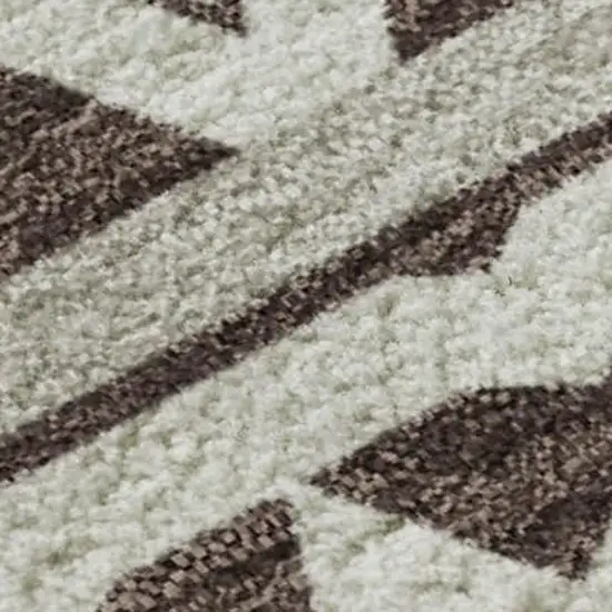 Chocolate And Ivory Geometric Washable Area Rug With UV Protection Photo 4