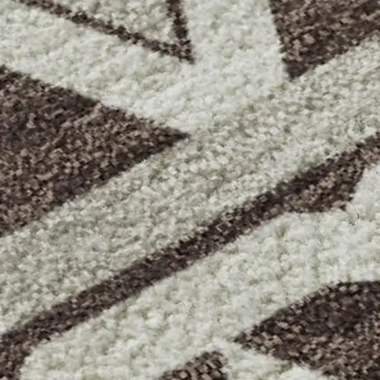 Chocolate And Ivory Geometric Washable Area Rug With UV Protection Photo 4