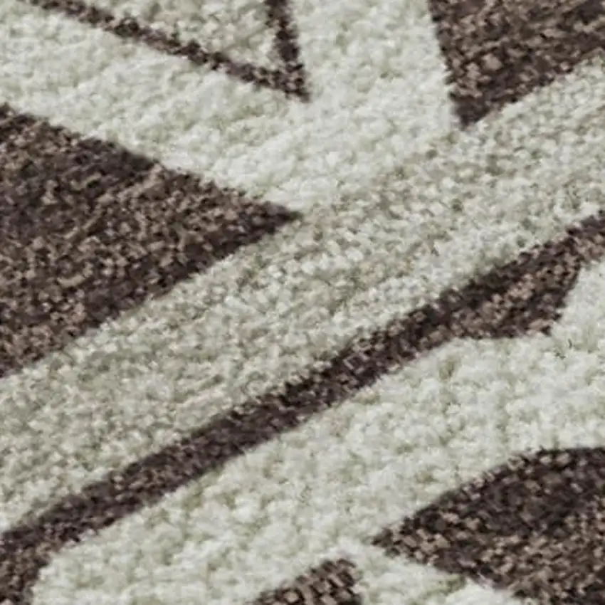 Chocolate And Ivory Geometric Washable Area Rug With UV Protection Photo 4