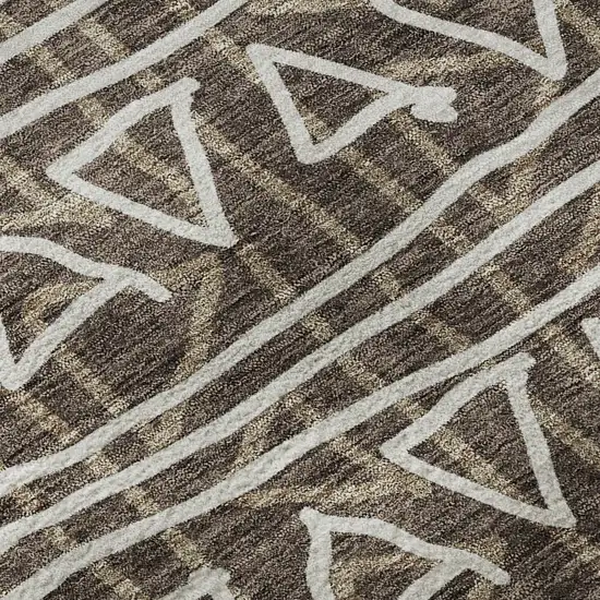 Chocolate And Ivory Geometric Washable Area Rug With UV Protection Photo 9