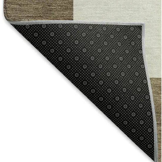 Chocolate And Ivory Geometric Washable Indoor Outdoor Area Rug Photo 6