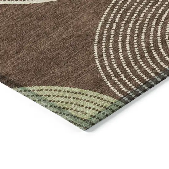 Chocolate And Ivory Geometric Washable Indoor Outdoor Area Rug Photo 5
