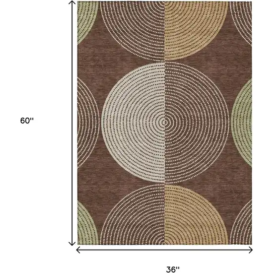 Chocolate And Ivory Geometric Washable Indoor Outdoor Area Rug Photo 3