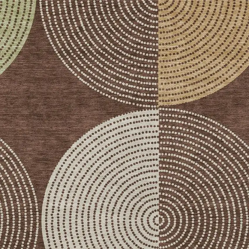 Chocolate And Ivory Geometric Washable Indoor Outdoor Area Rug Photo 7