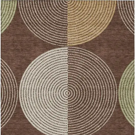 Chocolate And Ivory Geometric Washable Indoor Outdoor Area Rug Photo 6