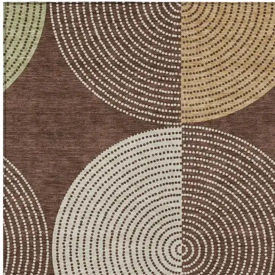 Chocolate And Ivory Geometric Washable Indoor Outdoor Area Rug Photo 5