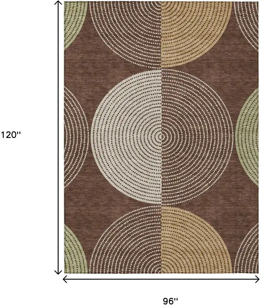 Chocolate And Ivory Geometric Washable Indoor Outdoor Area Rug Photo 3