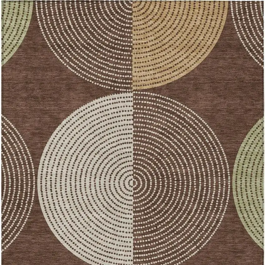Chocolate And Ivory Geometric Washable Indoor Outdoor Area Rug Photo 6