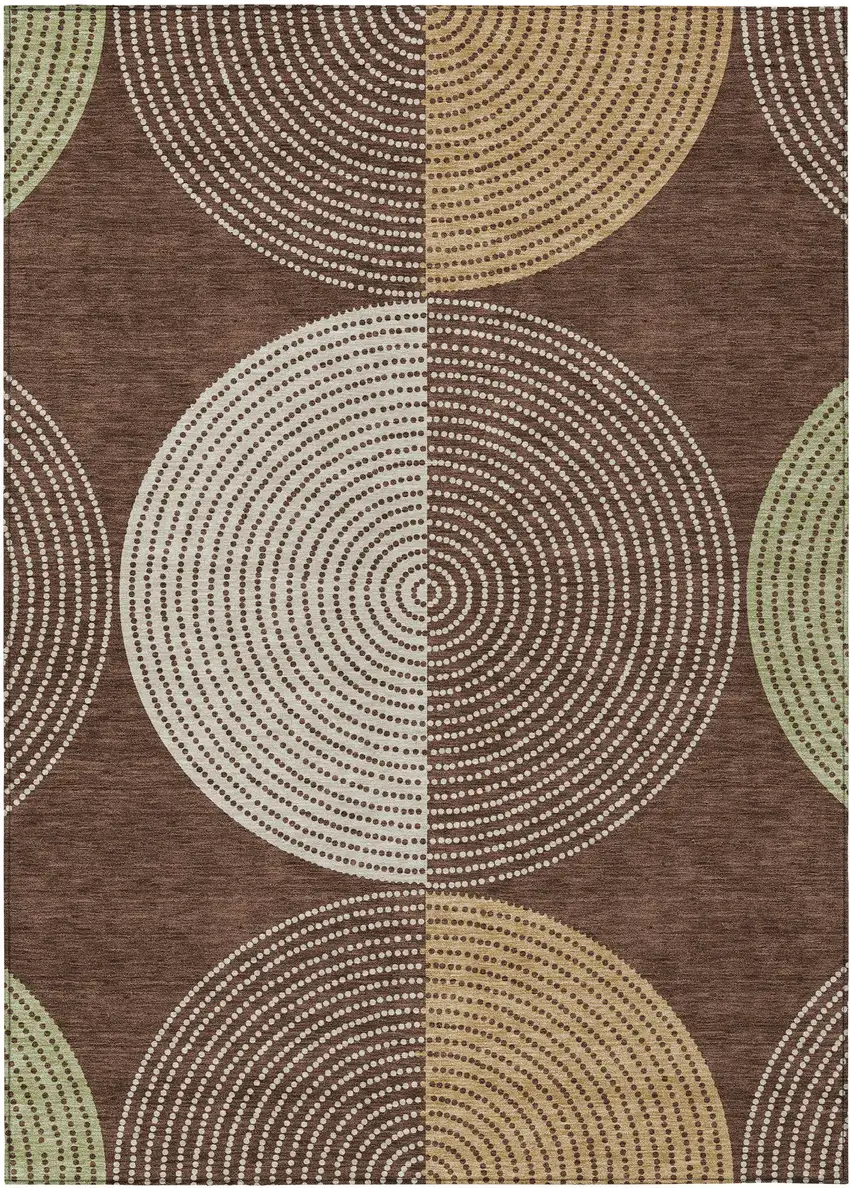 Chocolate And Ivory Geometric Washable Indoor Outdoor Area Rug Photo 2