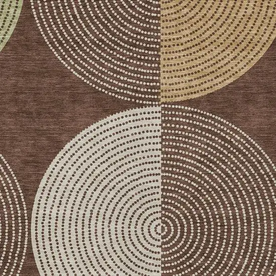 Chocolate And Ivory Geometric Washable Indoor Outdoor Area Rug Photo 6