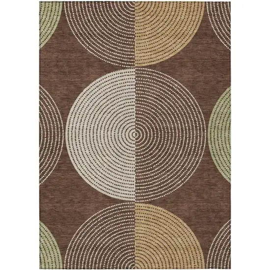 Chocolate And Ivory Geometric Washable Indoor Outdoor Area Rug Photo 4
