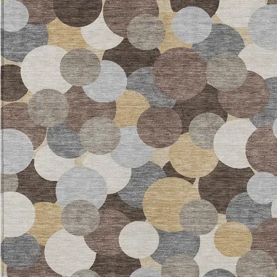 Chocolate And Ivory Geometric Washable Indoor Outdoor Area Rug Photo 2