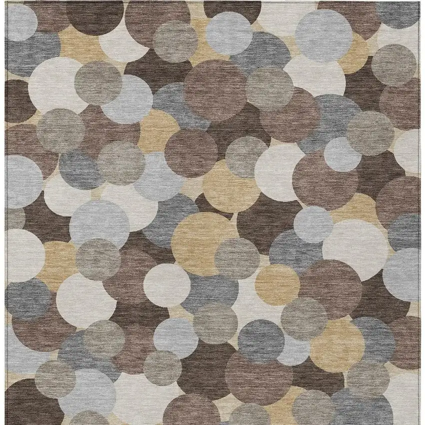 Chocolate And Ivory Geometric Washable Indoor Outdoor Area Rug Photo 3