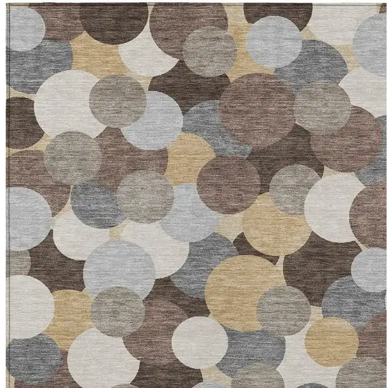 Chocolate And Ivory Geometric Washable Indoor Outdoor Area Rug Photo 2
