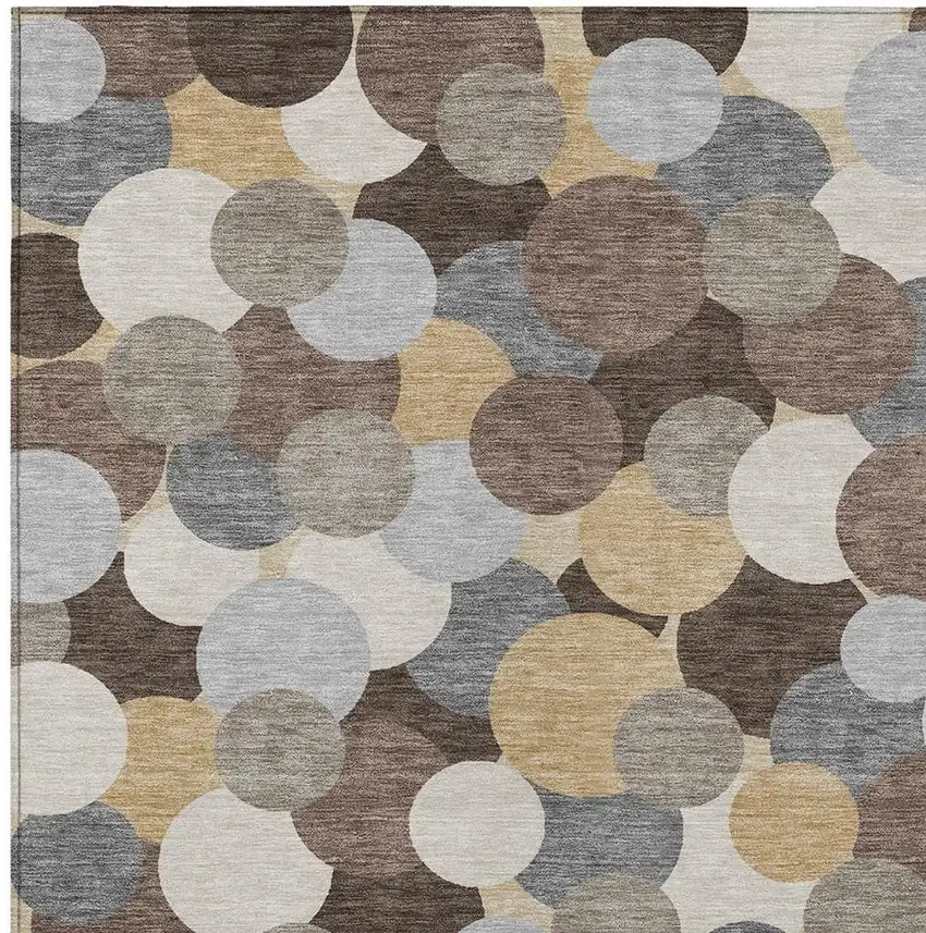 Chocolate And Ivory Geometric Washable Indoor Outdoor Area Rug Photo 2