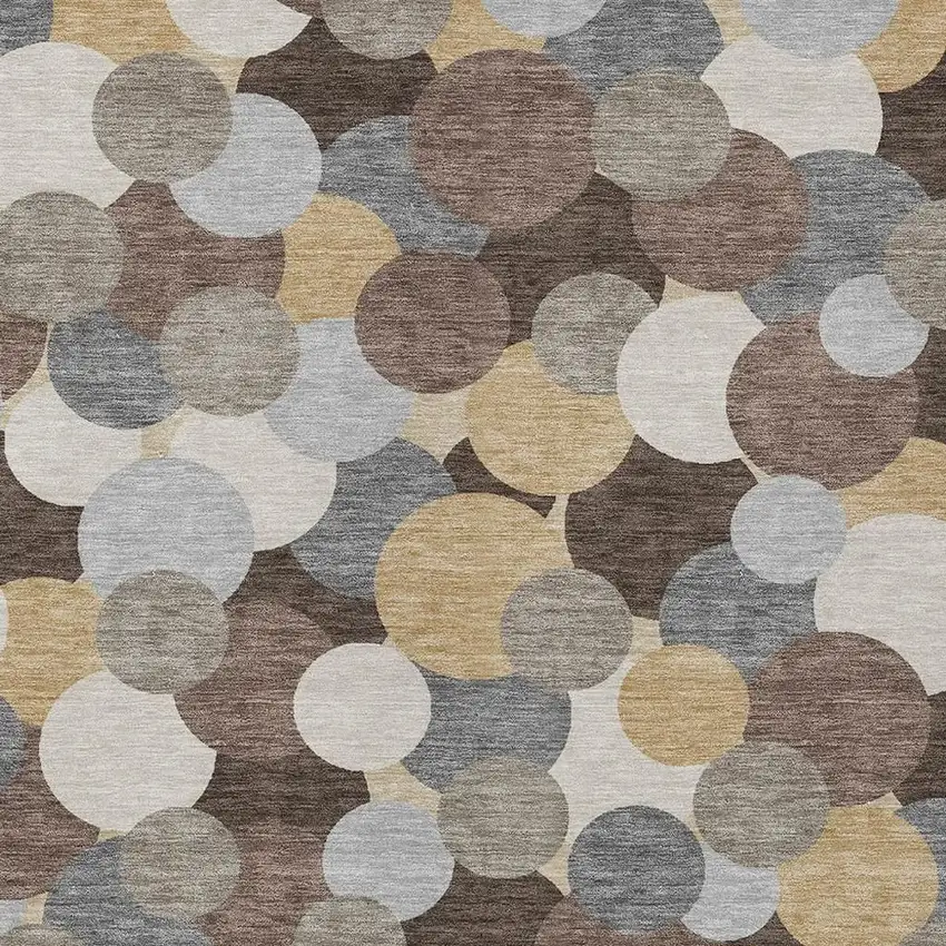 Chocolate And Ivory Geometric Washable Indoor Outdoor Area Rug Photo 2