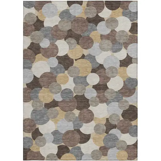 Chocolate And Ivory Geometric Washable Indoor Outdoor Area Rug Photo 3
