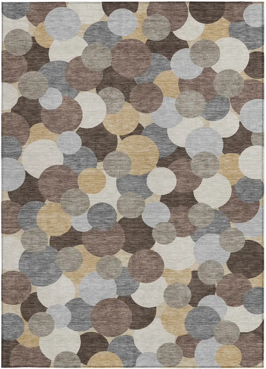 Chocolate And Ivory Geometric Washable Indoor Outdoor Area Rug Photo 3