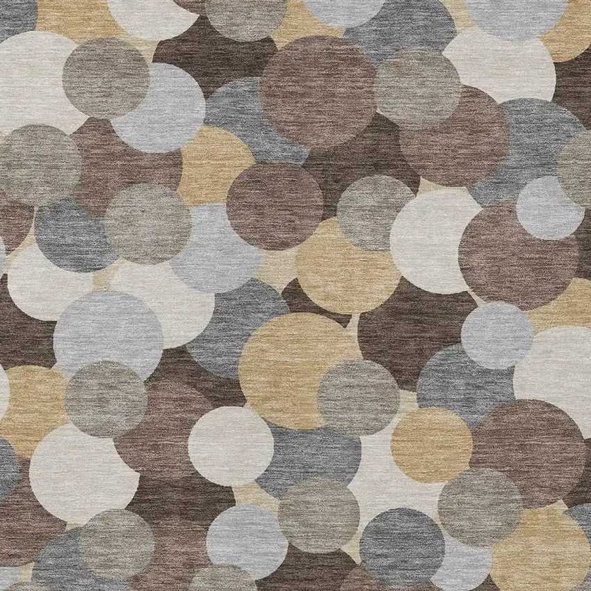 Chocolate And Ivory Geometric Washable Indoor Outdoor Area Rug Photo 2