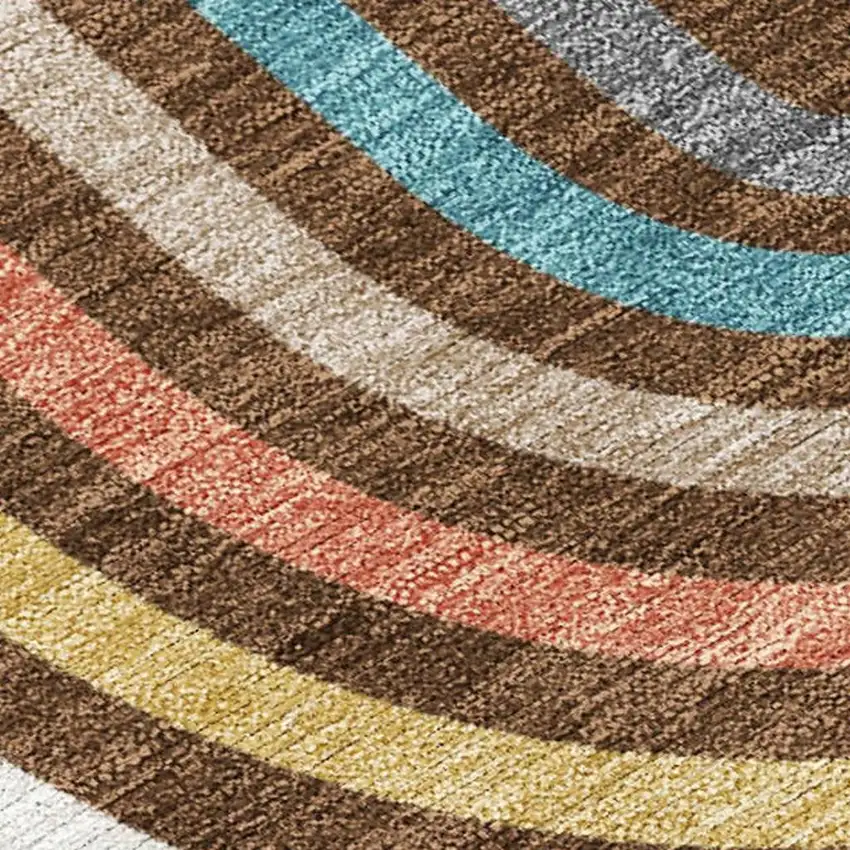 Chocolate And Ivory Geometric Washable Indoor Outdoor Area Rug Photo 2