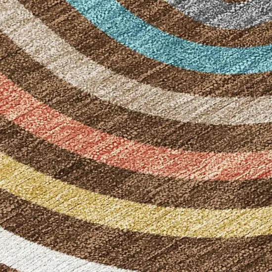 Chocolate And Ivory Geometric Washable Indoor Outdoor Area Rug Photo 2