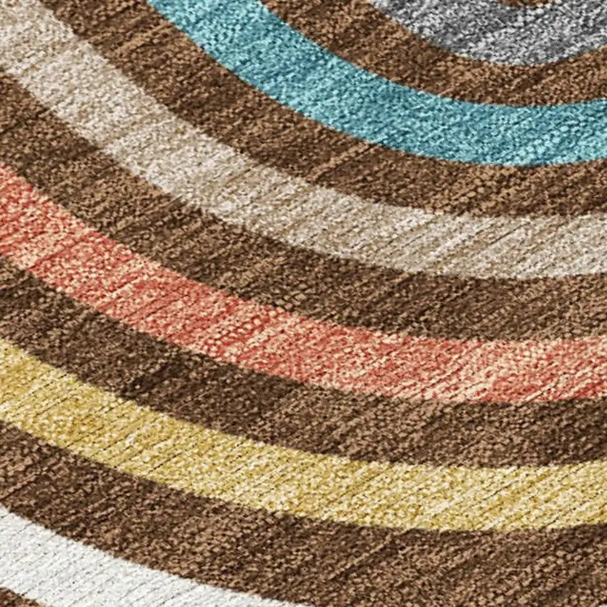 Chocolate And Ivory Geometric Washable Indoor Outdoor Area Rug Photo 2