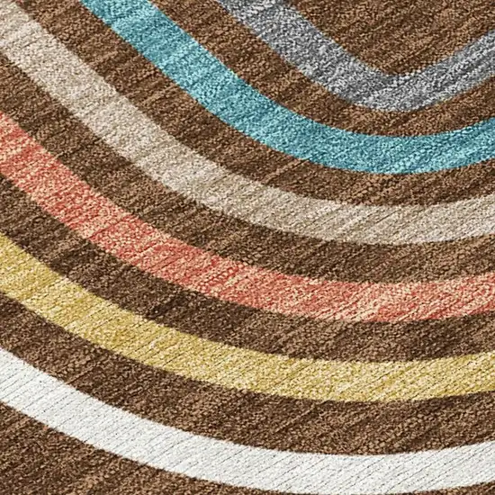 Chocolate And Ivory Geometric Washable Indoor Outdoor Area Rug Photo 3