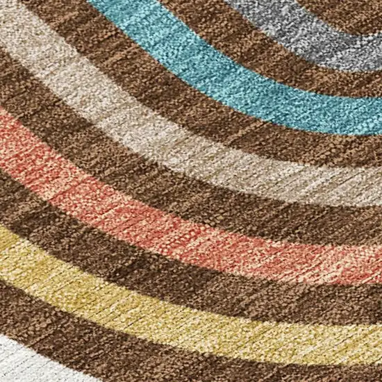 Chocolate And Ivory Geometric Washable Indoor Outdoor Area Rug Photo 2
