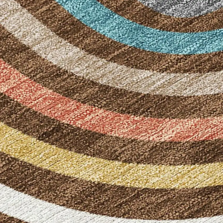 Chocolate And Ivory Geometric Washable Indoor Outdoor Area Rug Photo 2