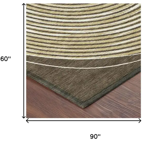 Chocolate And Ivory Geometric Washable Indoor Outdoor Area Rug Photo 9