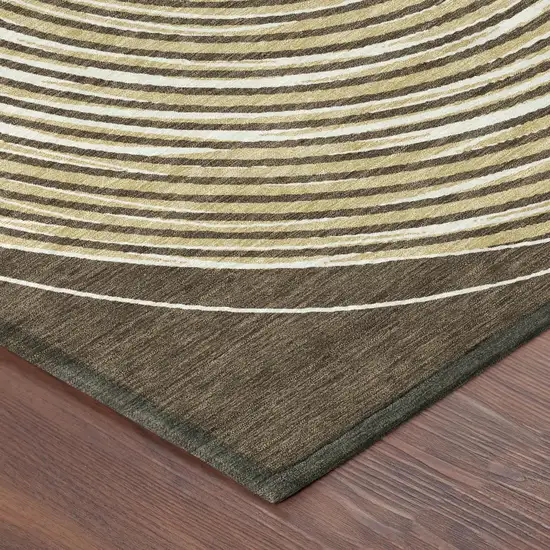 Chocolate And Ivory Geometric Washable Indoor Outdoor Area Rug Photo 4