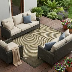 Photo of Chocolate And Ivory Geometric Washable Indoor Outdoor Area Rug