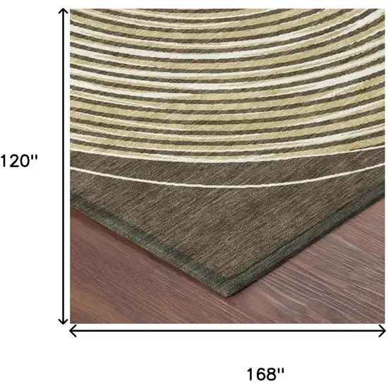 Chocolate And Ivory Geometric Washable Indoor Outdoor Area Rug Photo 9