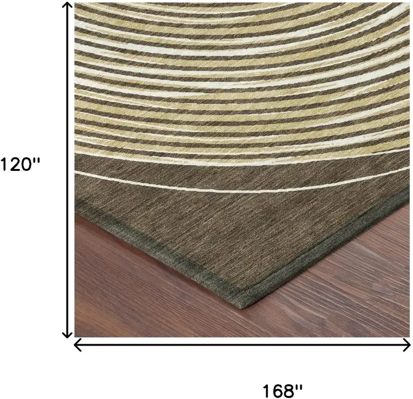 Chocolate And Ivory Geometric Washable Indoor Outdoor Area Rug Photo 9