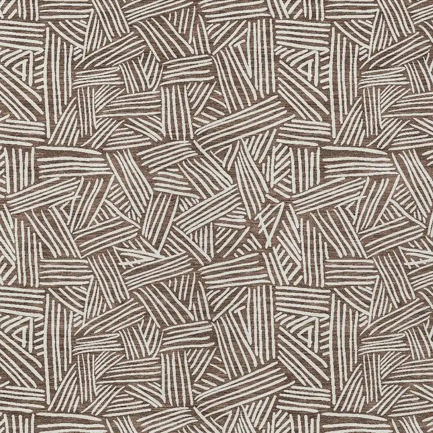 Chocolate And Ivory Geometric Washable Indoor Outdoor Area Rug Photo 4