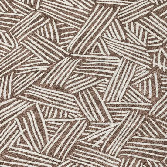 Chocolate And Ivory Geometric Washable Indoor Outdoor Area Rug Photo 7