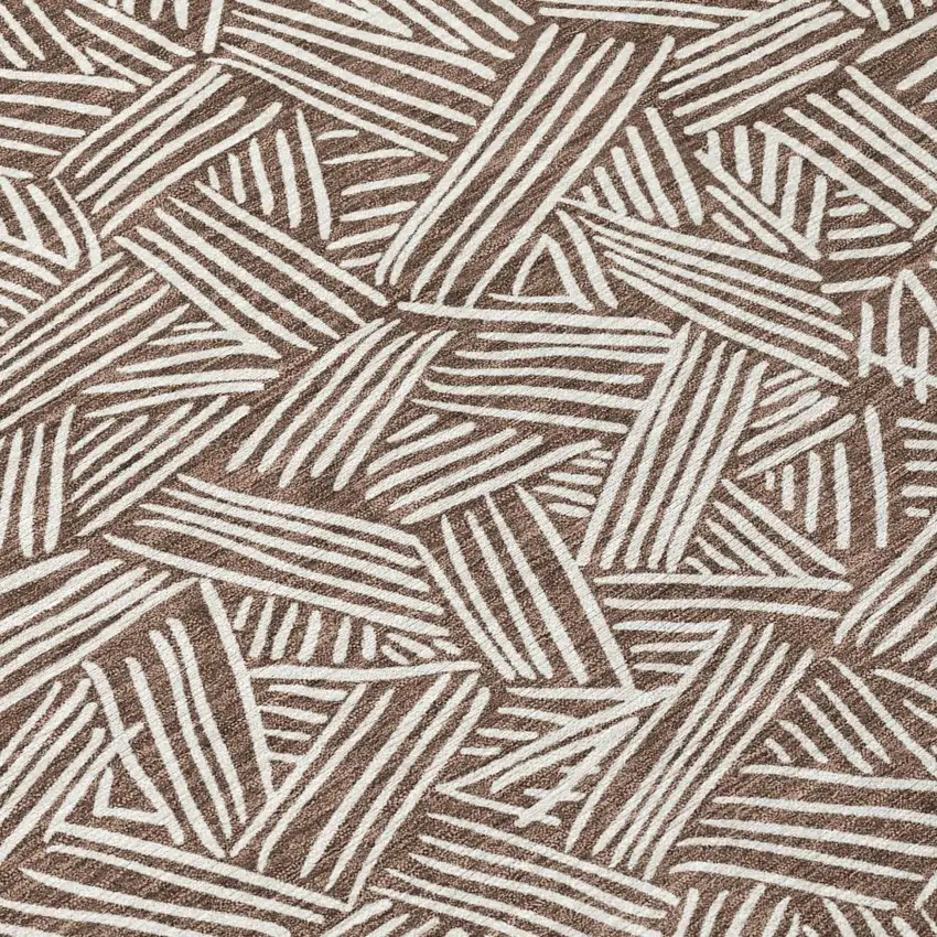 Chocolate And Ivory Geometric Washable Indoor Outdoor Area Rug Photo 7