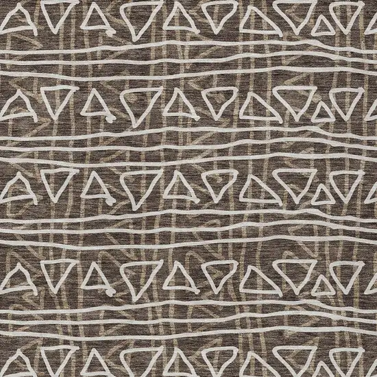 Chocolate And Ivory Geometric Washable Indoor Outdoor Area Rug Photo 5