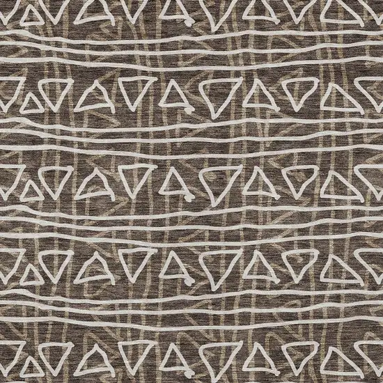 Chocolate And Ivory Geometric Washable Indoor Outdoor Area Rug Photo 6