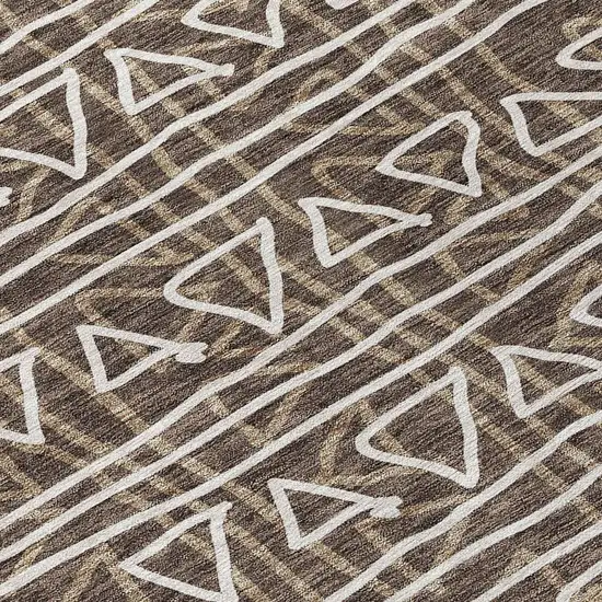 Chocolate And Ivory Geometric Washable Indoor Outdoor Area Rug Photo 5
