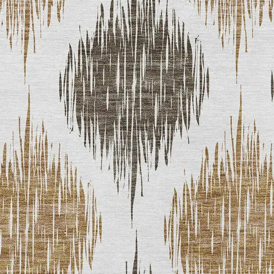 Chocolate And Ivory Ikat Washable Indoor Outdoor Area Rug Photo 6