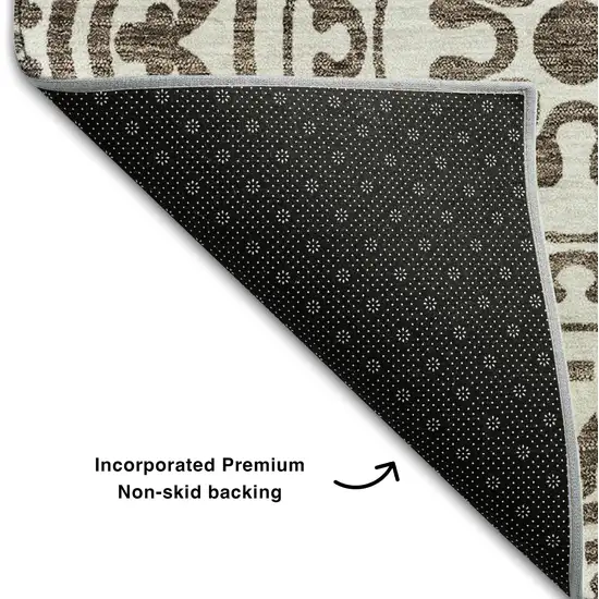 Chocolate And Ivory Medallion Washable Area Rug With UV Protection Photo 7